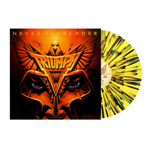 Never Surrender LP - Limited Edition Yellow with Black, Orange and Green splatter
