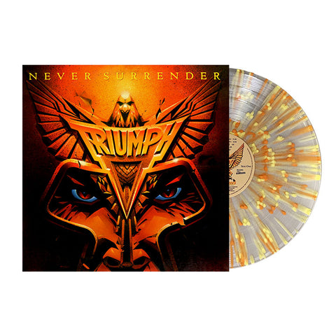 Never Surrender LP - Limited Edition Transparent with Orange and Yellow Splatters